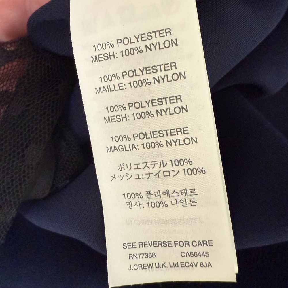 J. Crew Navy Blue Sheer Polka Dot Flutter Sleeve Blouse - Dry Cleaned - Picture 6 of 7